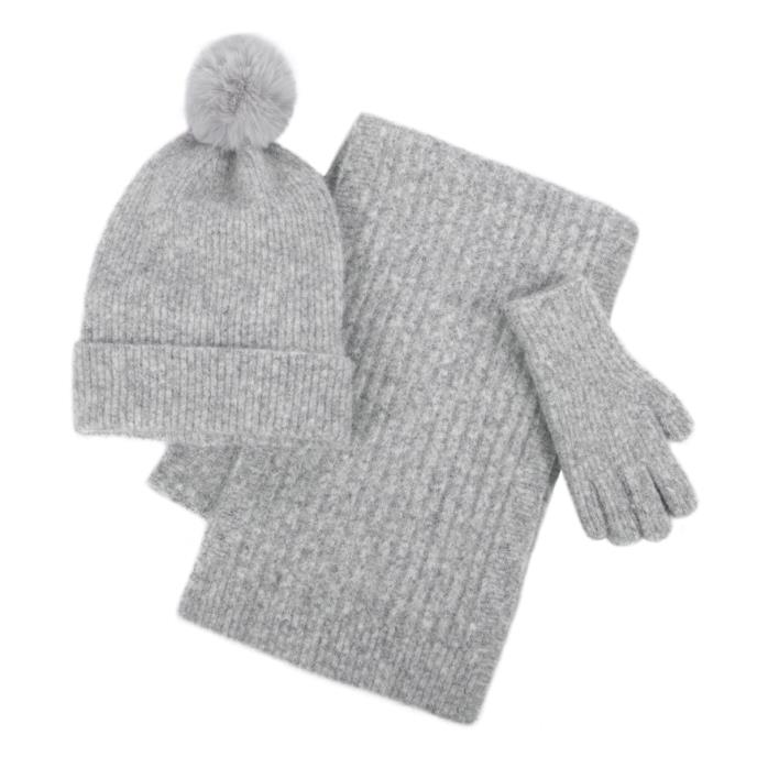 totes toasties® Ladies Knitted Hat Scarf & Glove Gift Set Grey Extra Image 2